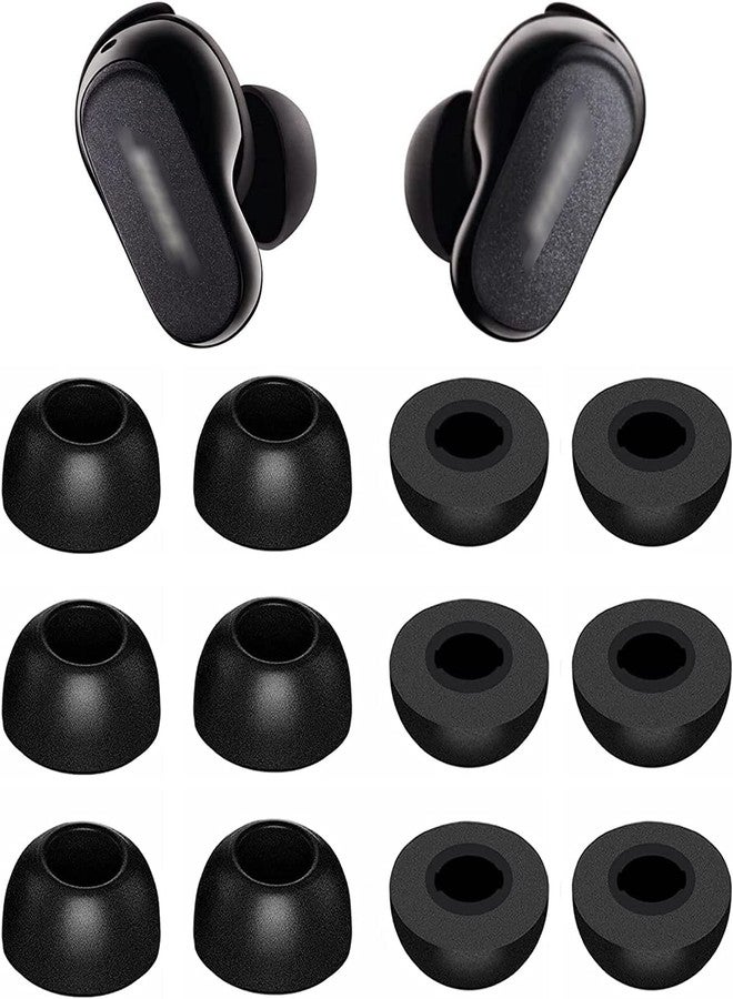 ALXCD Foam Eartips Compatible with Bose QuietComfort Earbuds II 2022 New, 6 Pairs L Sizes Soft Memory Foam Ear Tips, Compatible with Bose QuietComfort Earbuds ii 2022, Black L - Image 1